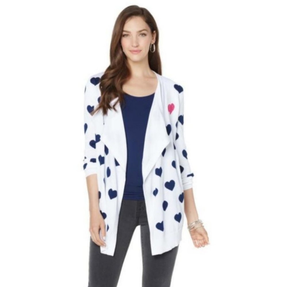 Faith & Zoe Intarsia Heart Sweater Cardigan - Picture 9 of 9